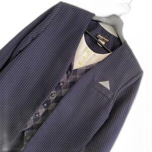 Vintage 14 P Blue Striped Shirt Blazer Preppy Secretary Business Office b2-14